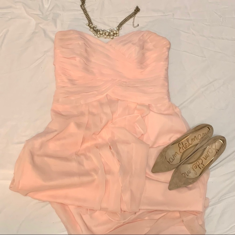 Chiffon blush pink strapless dress